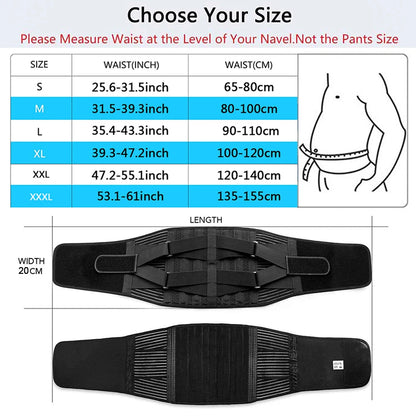 Bracken lower back support belt shown front and back, with dual adjustable straps and breathable mesh panels